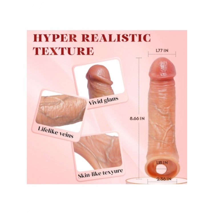 Censan 22 cm Ten Rengi Penis Kılıfı – Gerçekçi Dokulu Uzatıcı