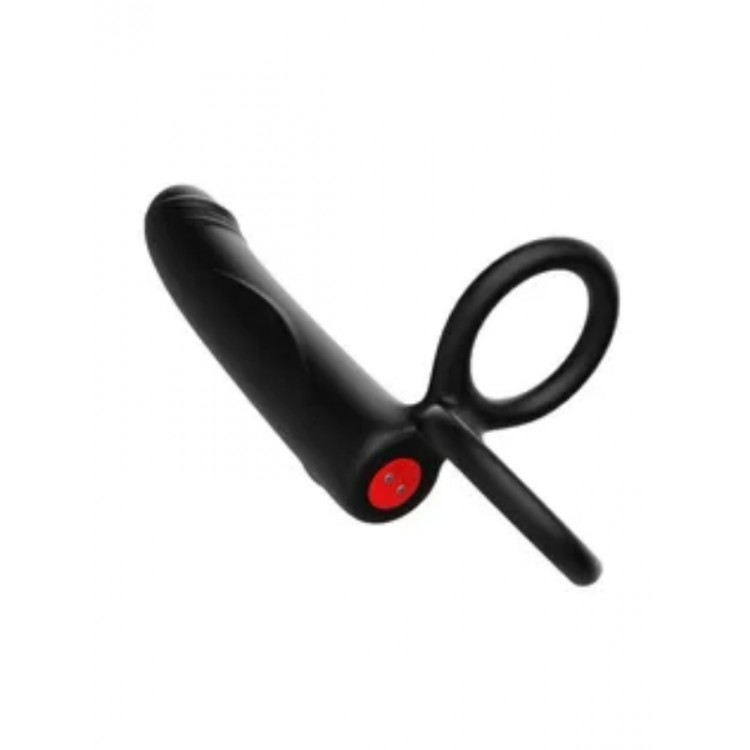 Censan Çift Penis Halkalı Titreşimli Prostat Masaj Aleti ve Dildo Vibratör - Geciktirici Etkili & Testis Uyarıcı Esnek Silikon Anal Plug