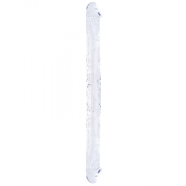 Censan Çift Taraflı Esnek Dildo 34 cm – Gerçekçi Dokulu Şeffaf Renk