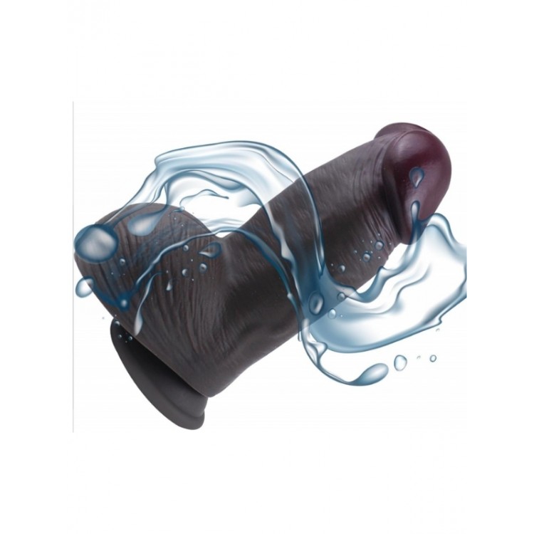 Censan Gerçekçi Tasarımlı Geniş Çaplı Vakum Tabanlı Silikon Dildo 21 cm Siyah