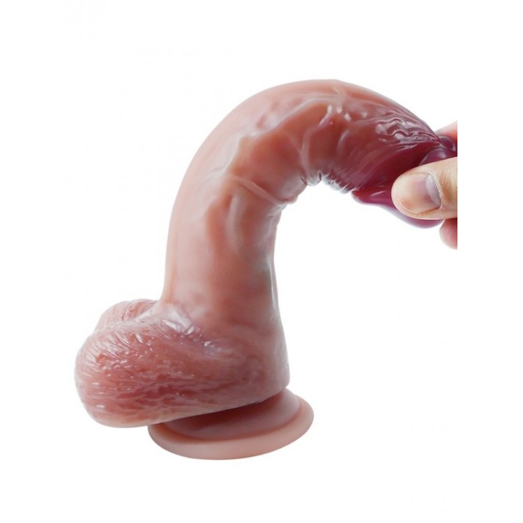 Censan Gerçekçi Tasarımlı Vakum Tabanlı Silikon Dildo 21 cm