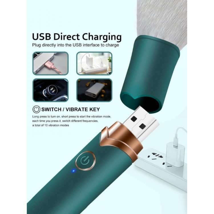 Censan USB Şarj Edilebilir 10 Hızlı Silikon Makyaj Fırçası