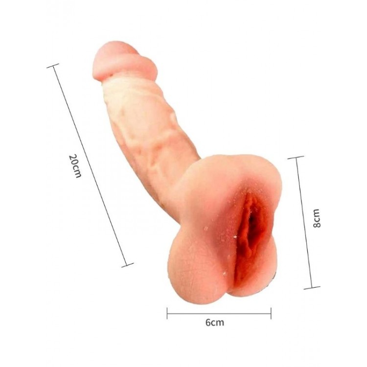 Censan Vajina Girişli Dolgulu Realistik Penis Kılıfı Mastürbatör 20CM
