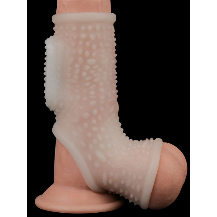 Censan Vibrating Drip Knights Ring with Scrotum Sleeve (Beyaz)