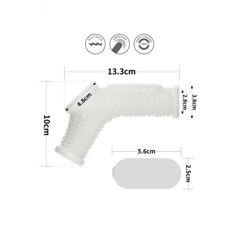 Censan Vibrating Drip Knights Ring with Scrotum Sleeve (Beyaz)