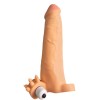 Gerçekçi Penis Kılıfı Et Dokusunda Titreşimli Testis Geçmeli 20 cm