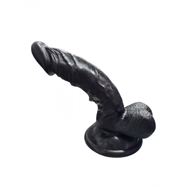 Gerçekçi Testisli Siyah Dildo 16 cm