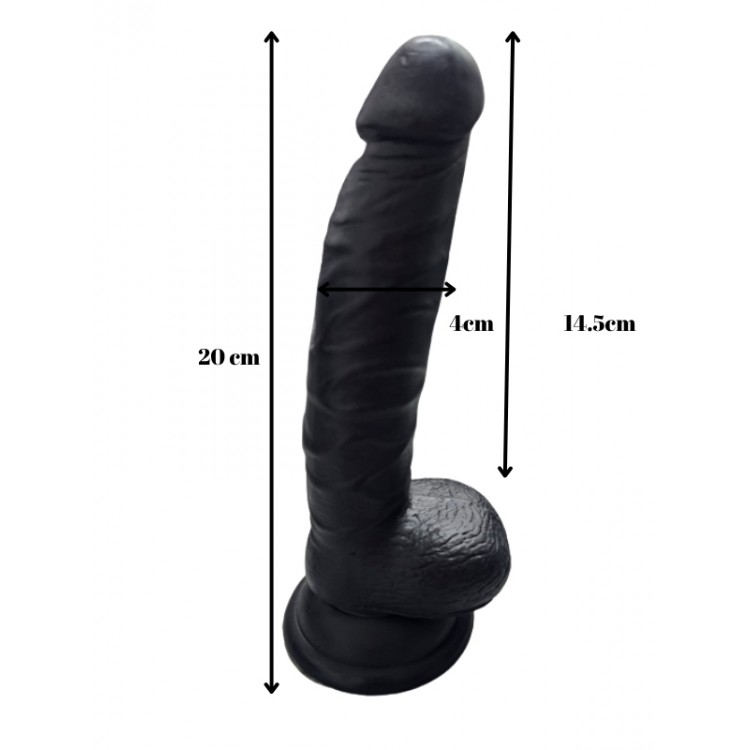Gerçekçi Testisli Siyah Dildo 20 cm Gerçekçi Testisli Siyah Dildo 20 cm