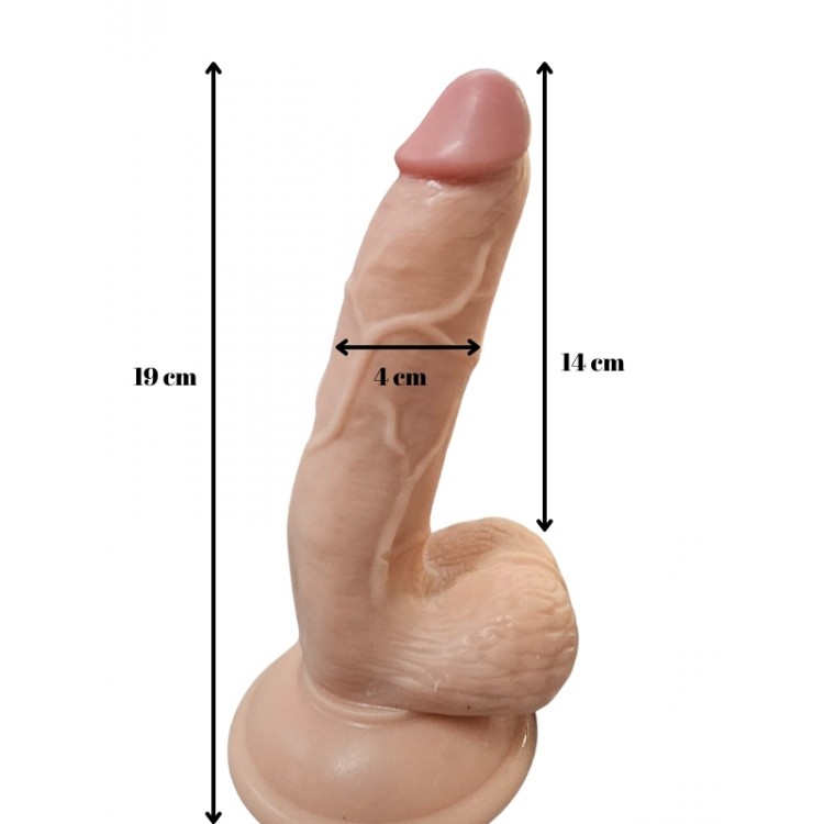 Gerçekci Titreşimli Kumandalı Realistik Vantuzlu Vibratör 19 cm