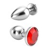 Paslanmaz Çelik Anal Plug Tıkaç Kırmızı Taşlı