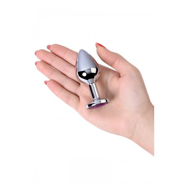 Metal by TOYFA Anal Plug, Metal, gümüş, mor kristalli, 8 cm, Ø 3,4 cm, 85 g