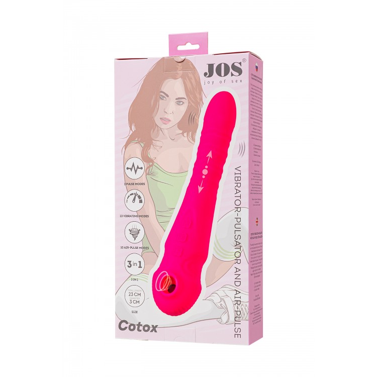 Vakum uyarımlı vibratör-pulsatör JOS COTOX, silikon, pembe, 23 cm