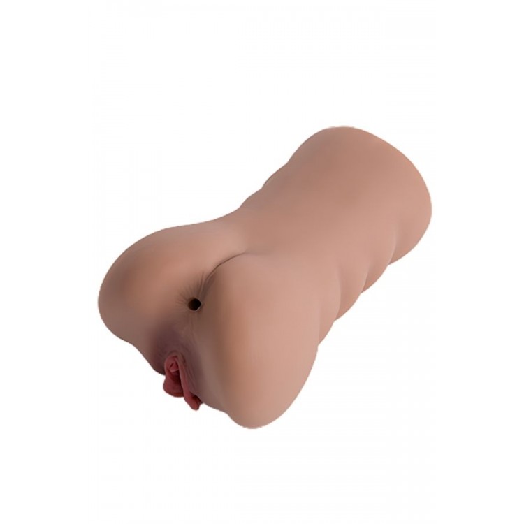 XOXO Gerçekçi Mastürbatör, 2 Girişli, TPE Malzeme, Kahverengi, 700 gr,  17.5 cm