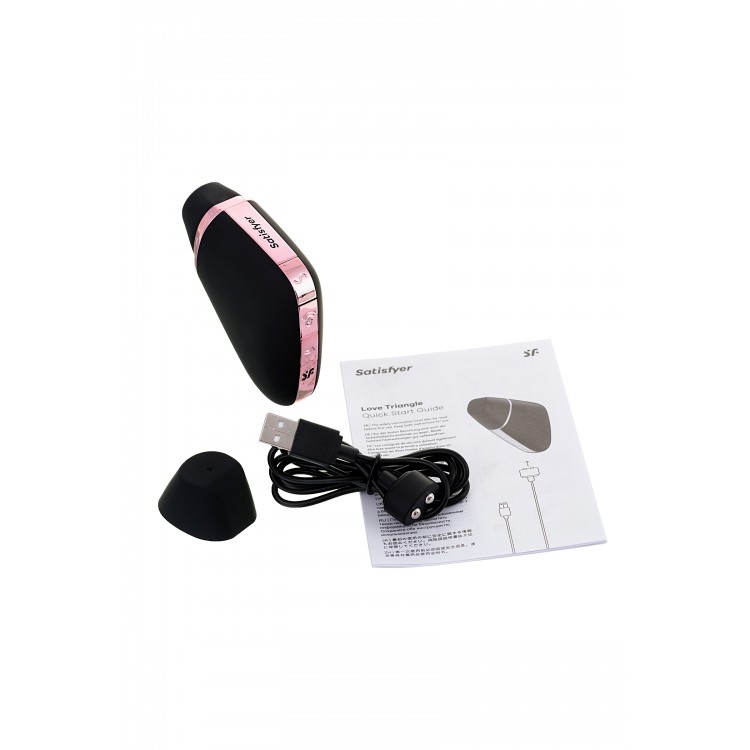 Satisfyer Love Triangle Vakum Dalgası Klitoral Stimülatör, Silikon, Siyah, 8,8 cm