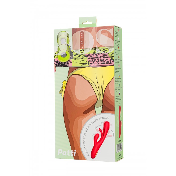 Klitoral uyarıcılı vibratör JOS Patti, hareketli dilli, silikon, kırmızı, 24 cm