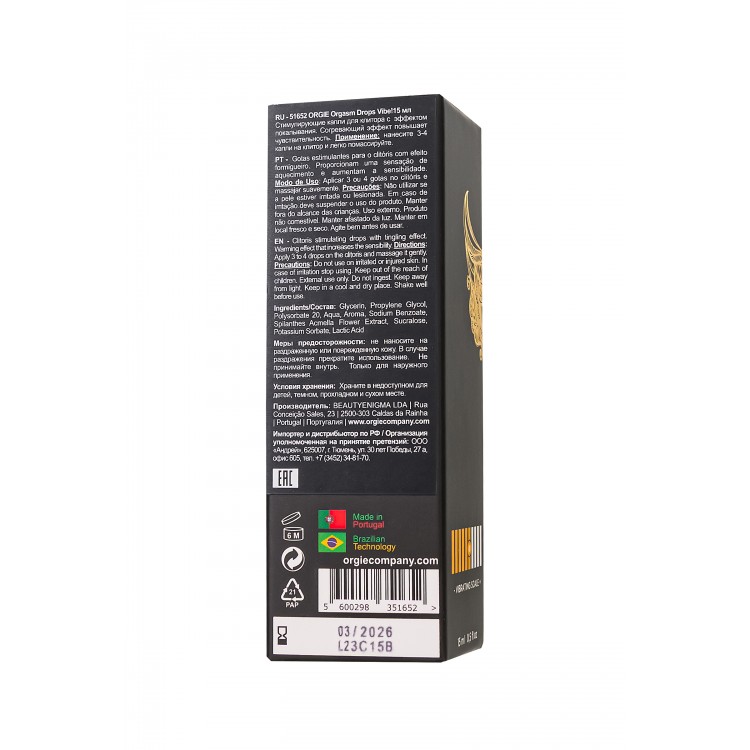 Orgie Orgasm Drops Vibe – Uyarıcı & Canlandırıcı Damla 15 ml