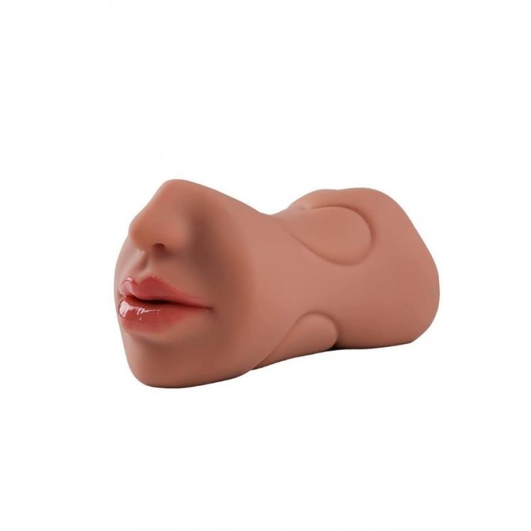 XOXO Gerçekçi Mastürbatör, 3 Girişli, TPE Malzeme, Koyu Ten Rengi 550 gr