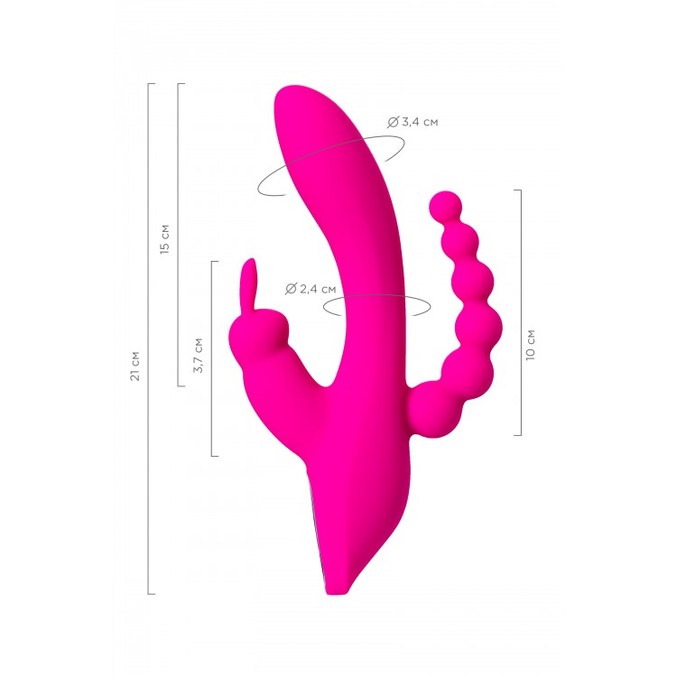 JOS SPANKY Üçlü Vibratör, silikon, pembe, 21 cm JOS SPANKY Üçlü Vibratör, silikon, pembe, 21 cm