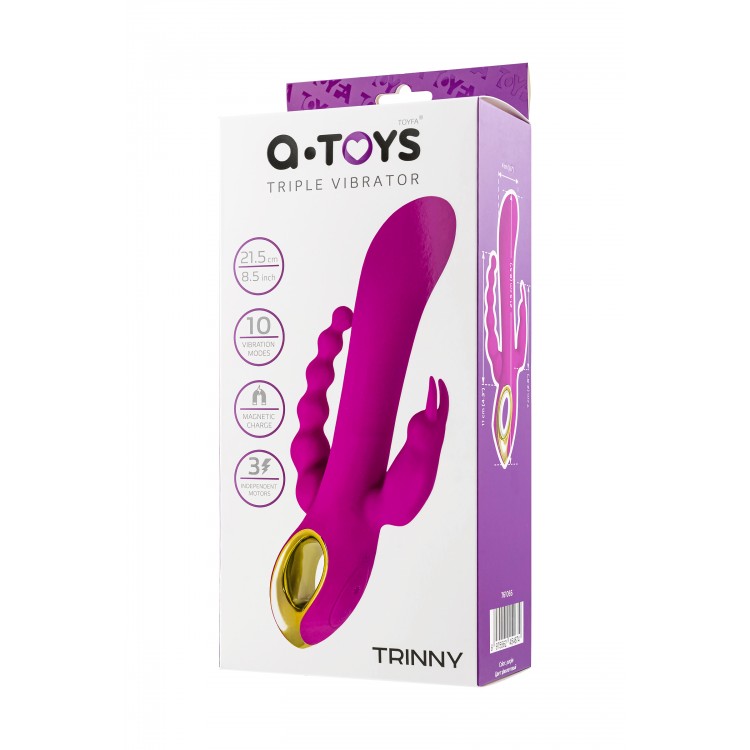 A-Toys by TOYFA TRINNY Üçlü Vibratör, Silikon, Mor, 21.5 cm