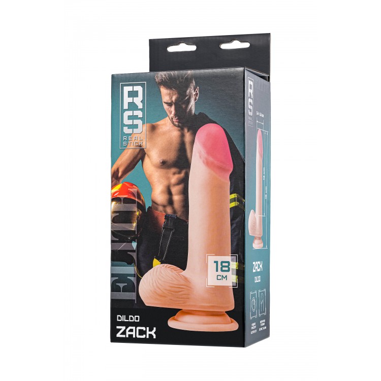 RealStick Elite Zack Vantuzlu yapay penis, TPR, Çıplak, 18 cm