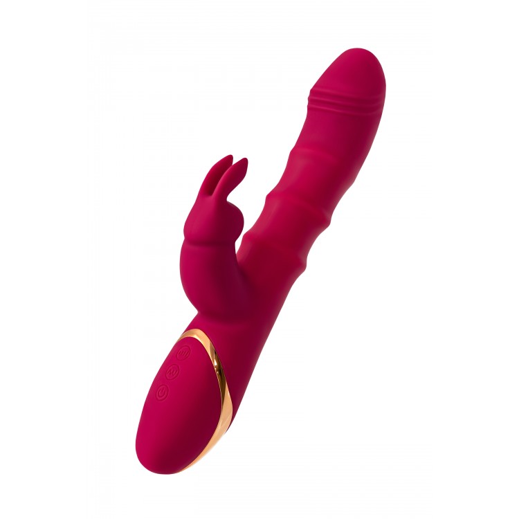 JOS Tenty Hareketli Halkalı Tavşan Vibratör, Silikon, Bordo, 23.5 cm