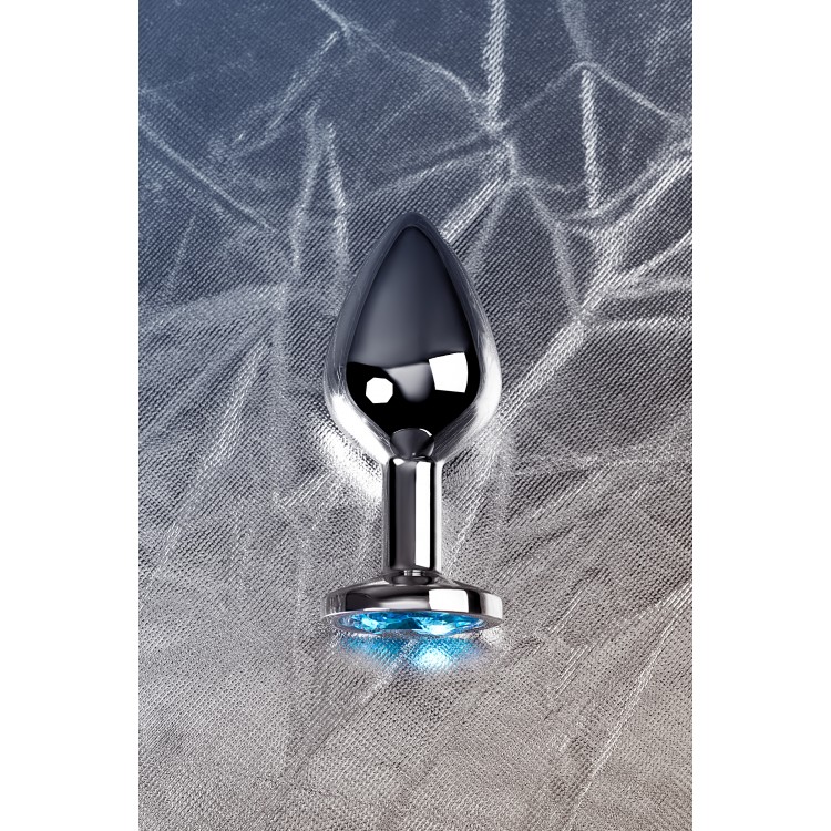 Metal by TOYFA Anal Plug, Metal, gümüş, mavi kristalli, 8 cm, Ø 3,4 cm, 85 g