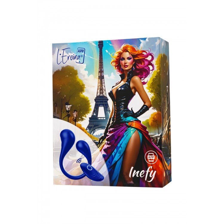 L’Eroina APP INEFY Çok Fonksiyonlu Vibratör, Kumanda ve Uygulama Kontrollü, Silikon, Mavi, 26.5 cm