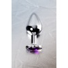 Metal by TOYFA Anal Plug, Metal, gümüş, mor kristalli, 8 cm, Ø 3,4 cm, 85 g