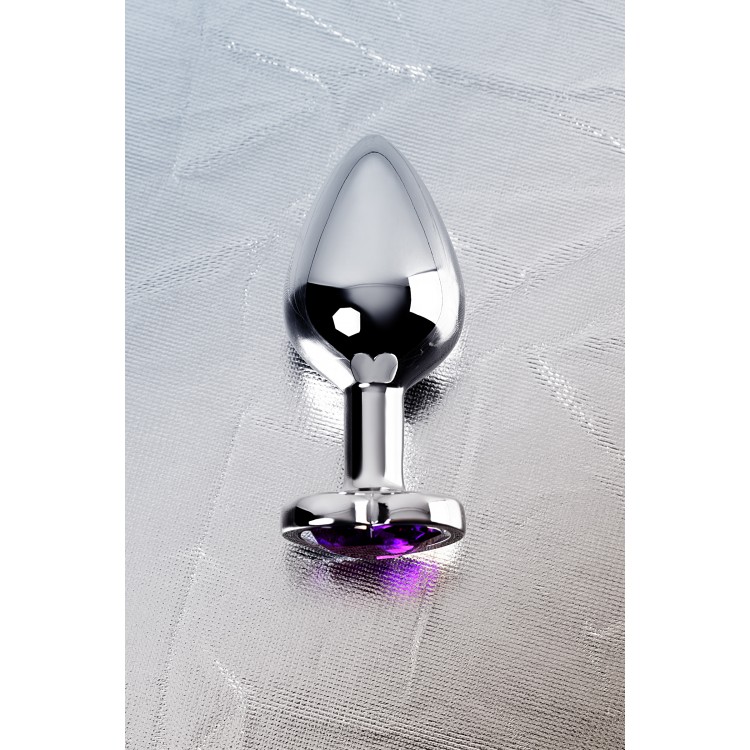 Metal by TOYFA Anal Plug, Metal, gümüş, mor kristalli, 8 cm, Ø 3,4 cm, 85 g