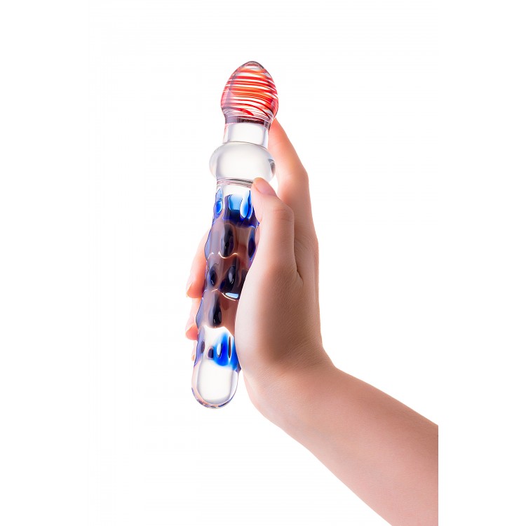 Sexus Glass Çift Taraflı Cam Dildo, Şeffaf, 20 cm