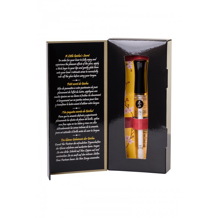 Shunga "İlahi Zevk" dudak parlatıcısı, buzlu ateş etkisi, çilek ve şampanya, 10 ml
