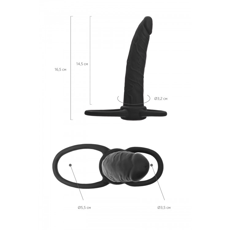 Black&Red Çift Penetrasyon Aparatı – Silikon Penis Kılıfı, Çift Halkalı Tasarım, 16,5 cm