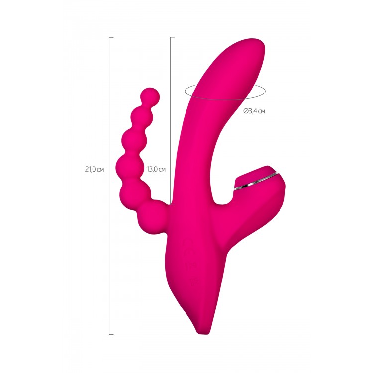 JOS TRIPLING  3'ü 1 Arada Vibratör, Silikon, Pembe, 21 cm