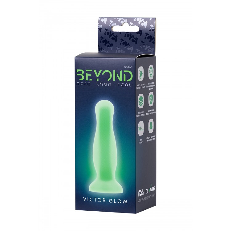 Beyond by Toyfa Victor Glow Karanlıkta Parlayan Anal Plug, Silikon, Şeffaf, 10 cm