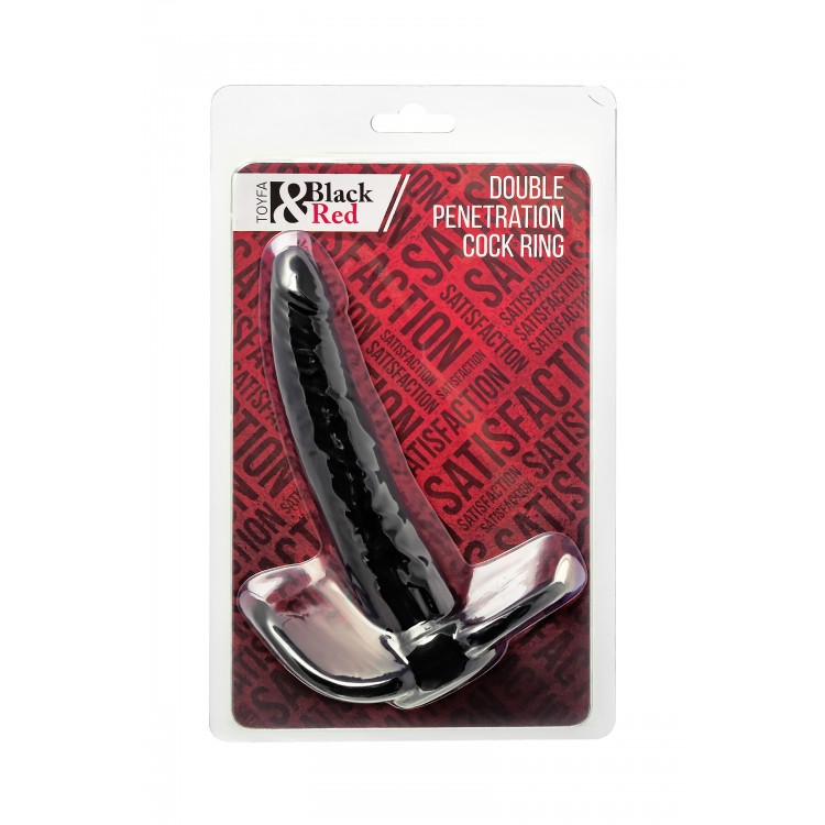 Black&Red Çift Penetrasyon Aparatı – Silikon Penis Kılıfı, Çift Halkalı Tasarım, 16,5 cm
