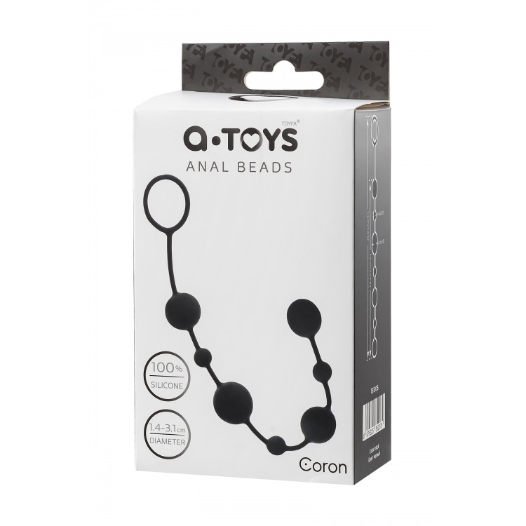 A-Toys by TOYFA Coron Anal Boncuk, silikon, siyah, 35,9cm