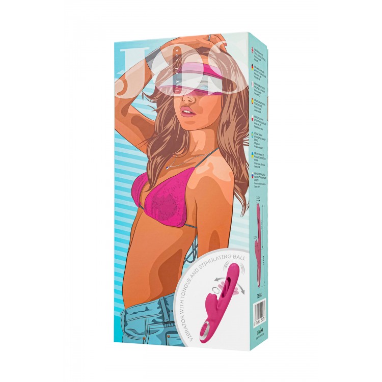 JOS Monti Hareketli Dilli ve Titreşimli Top Başlıklı Vibratör, Silikon, Pembe, 24 cm