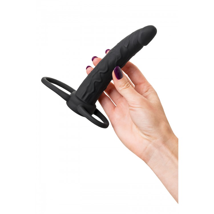 Black&Red Çift Penetrasyon Aparatı – Silikon Penis Kılıfı, Çift Halkalı Tasarım, 16,5 cm