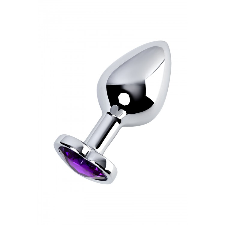Metal by TOYFA Anal Plug, Metal, gümüş, mor kristalli, 8 cm, Ø 3,4 cm, 85 g