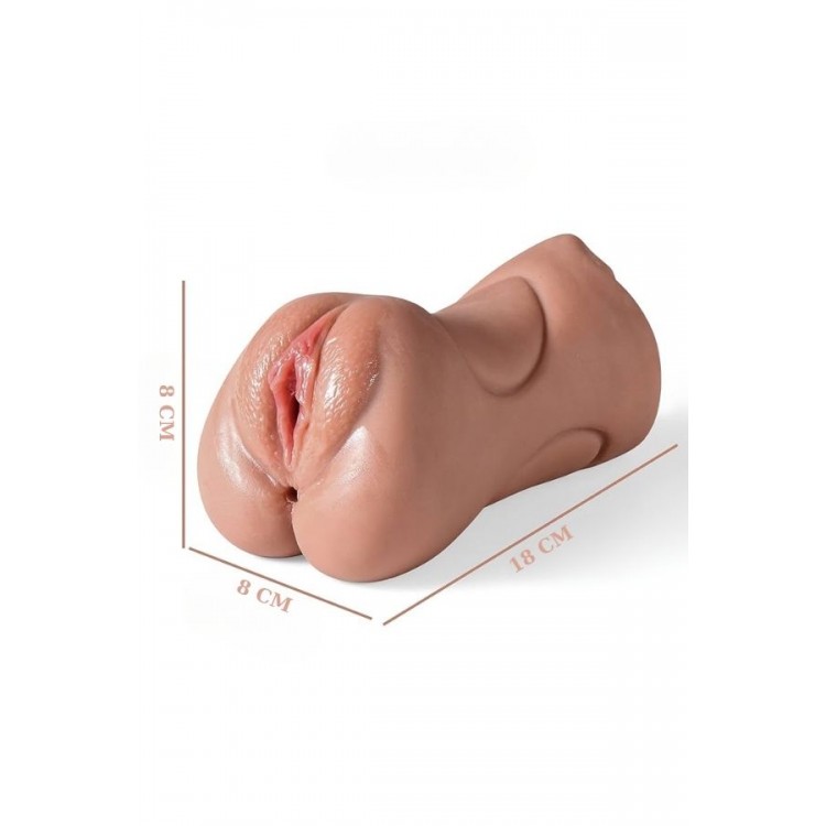 XOXO Gerçekçi Mastürbatör, 3 Girişli, TPE Malzeme, Koyu Ten Rengi 550 gr
