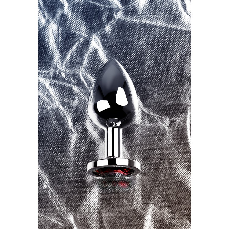 Metal by TOYFA Anal Plug, Metal, gümüş, kırmızı kristalli, 8 cm, Ø 3,4 cm, 85 g
