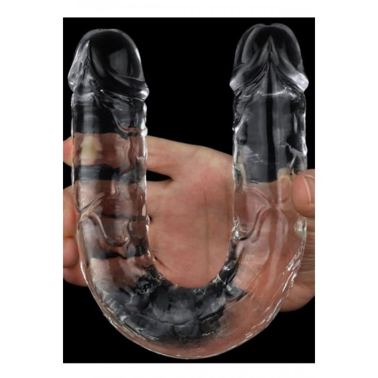 Çift Taraflı Şeffaf Realistik Dildo – Esnek Jelly Malzeme, 44,5 cm