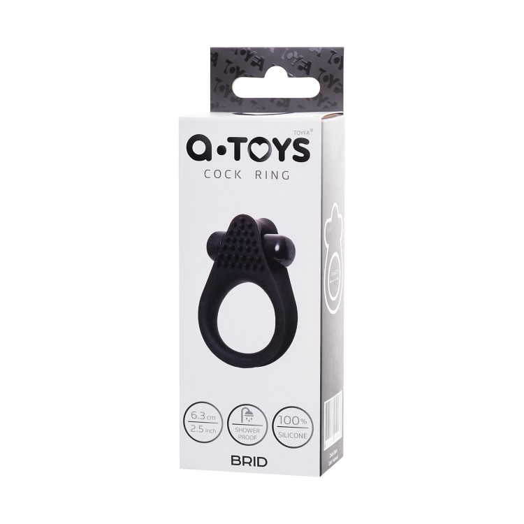 A-Toys by TOYFA  Brid  Titreşim Penis Halkası, silikon, siyah, 6,3, Ø 3,1 cm