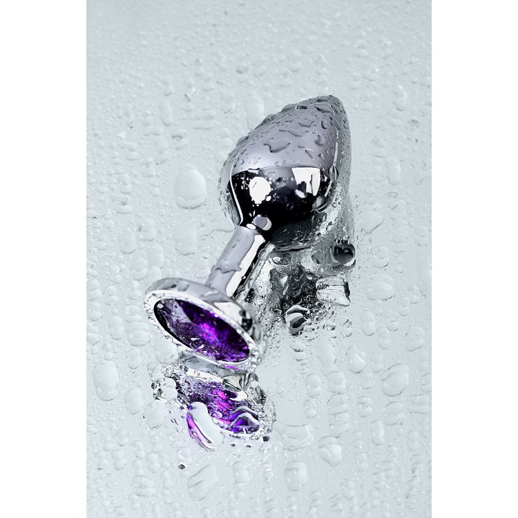 Metal by TOYFA Anal Plug, Metal, gümüş, mor kristalli, 8 cm, Ø 3,4 cm, 85 g