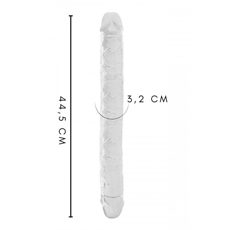 Çift Taraflı Şeffaf Realistik Dildo – Esnek Jelly Malzeme, 44,5 cm