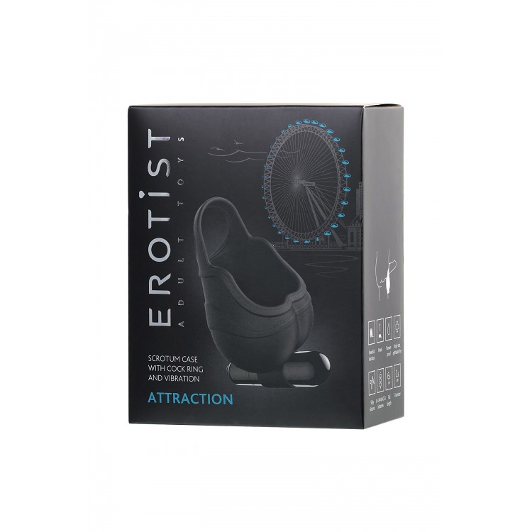 Erotist Penis Kılıfı  Ereksiyon halkalı ve Titreşimli , Silikon, siyah, 6,5 cm