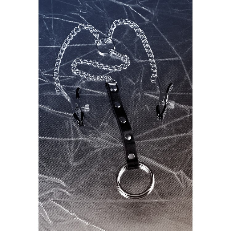 TOYFA Metal Penis Halkalı Meme Kelepçeleri, gümüş, 60 cm