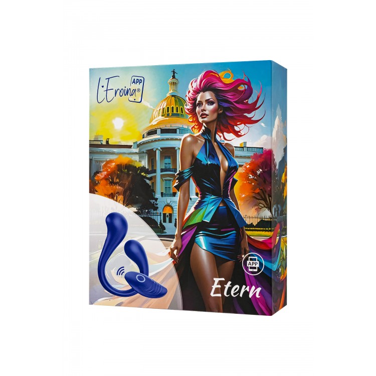 L’Eroina APP ETERN Çok Fonksiyonlu Vibratör, Kumanda ve Uygulama Kontrollü, Silikon, Mavi, 23 cm