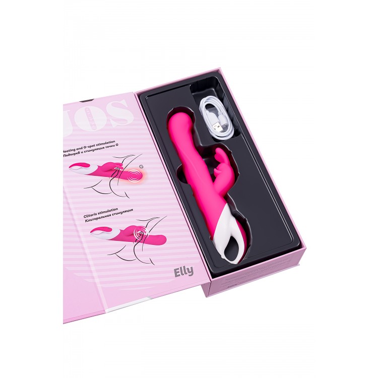 JOS ELLY Isıtmalı Vibratör,  silikon, pembe, 21,5 cm