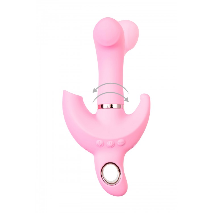 Klitoral uyarıcılı vibratör JOS Twistme, silikon, pembe, 19,5 cm
